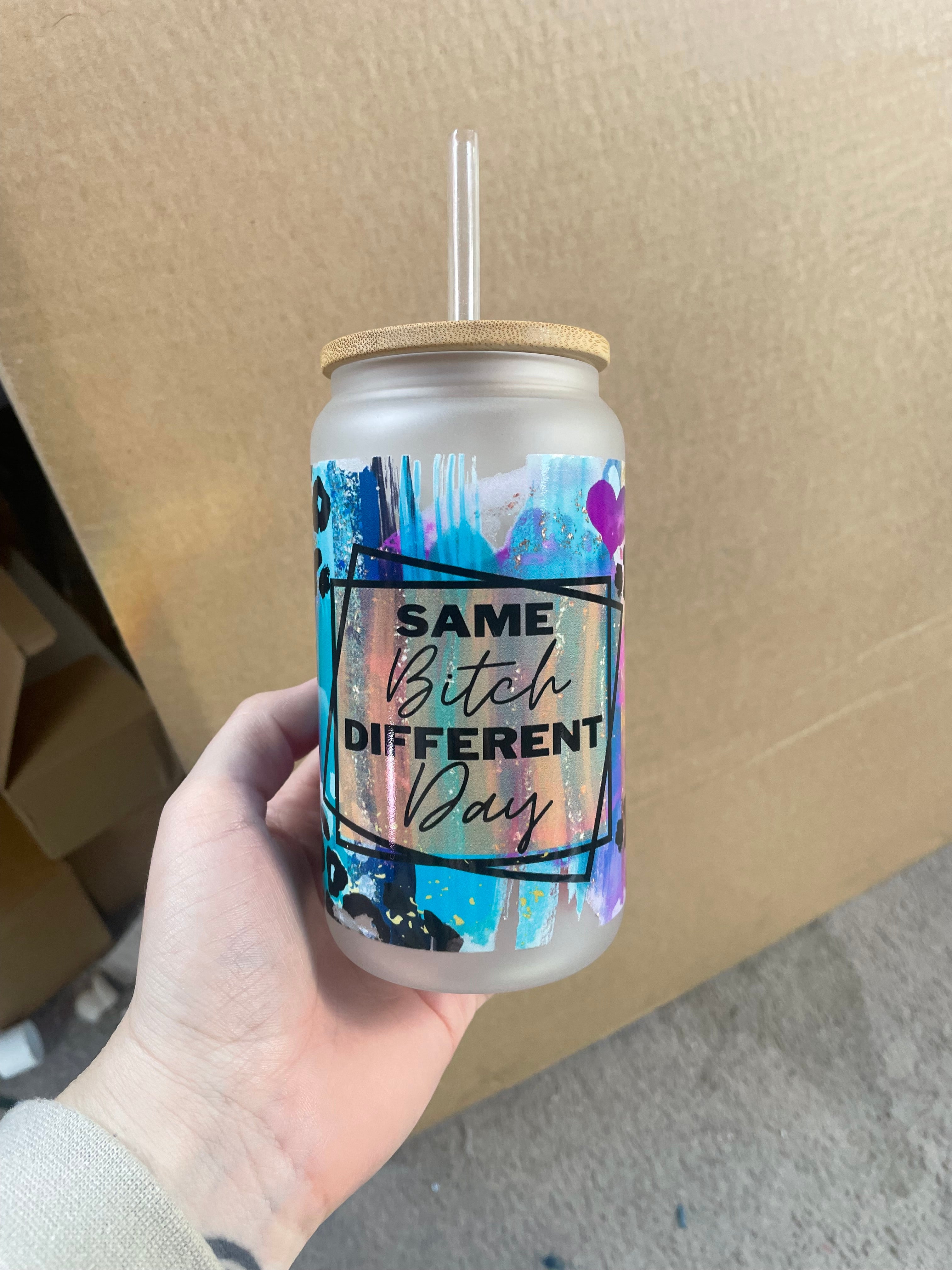 16oz Glass Frosted Cup