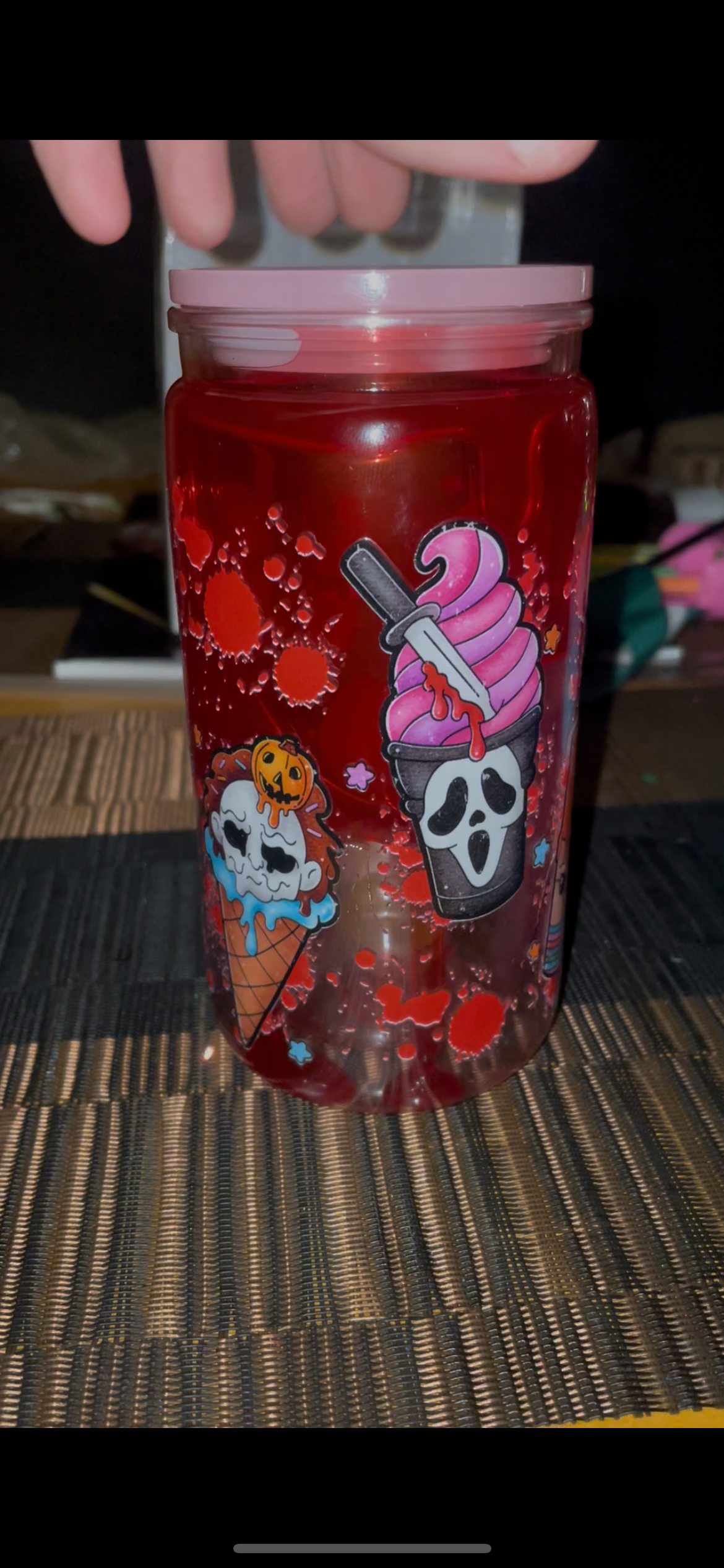 16oz Lava Blood Drip Snowglobe Tumbler
