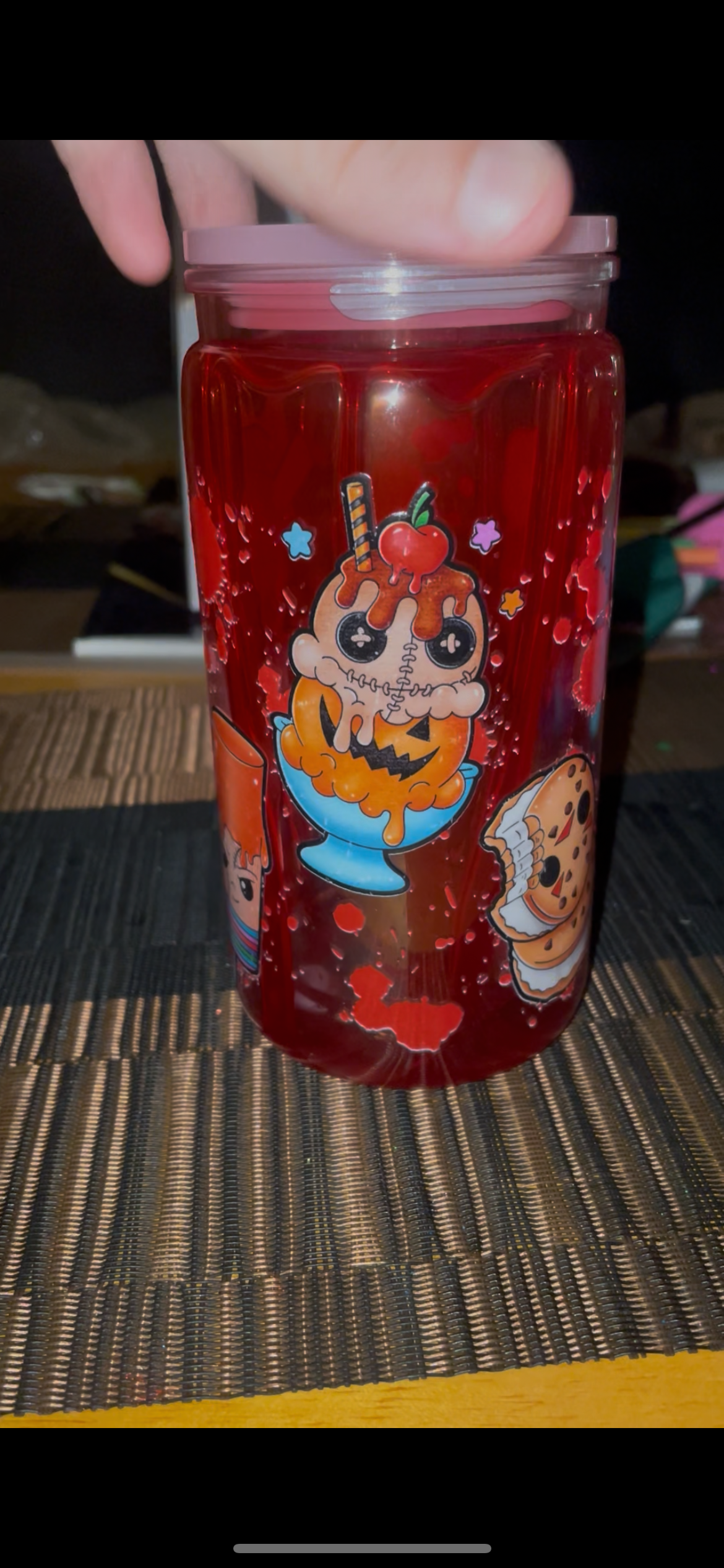 16oz Lava Blood Drip Snowglobe Tumbler
