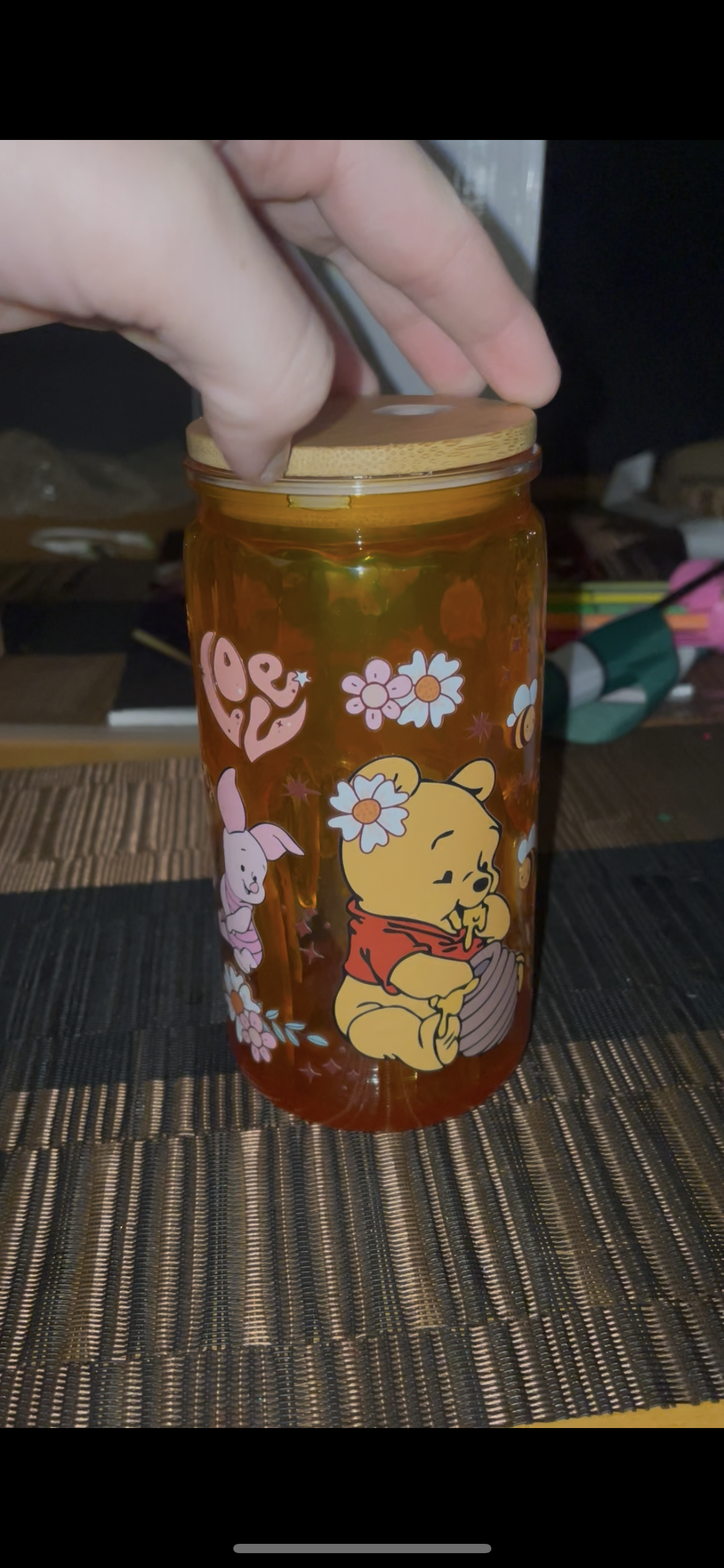 16oz Acrylic Winnie The Pooh Theme Honey Drip Tumbler