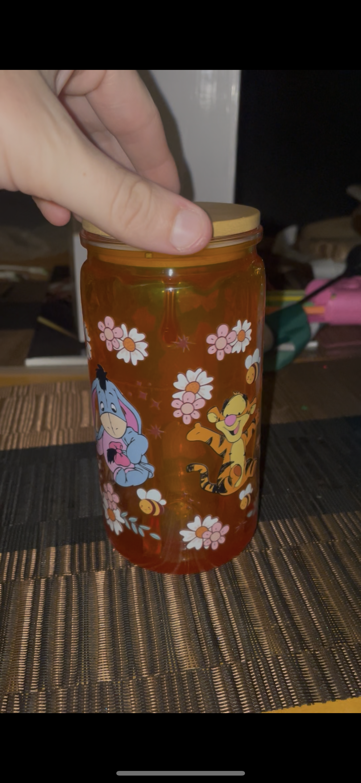 16oz Acrylic Winnie The Pooh Theme Honey Drip Tumbler