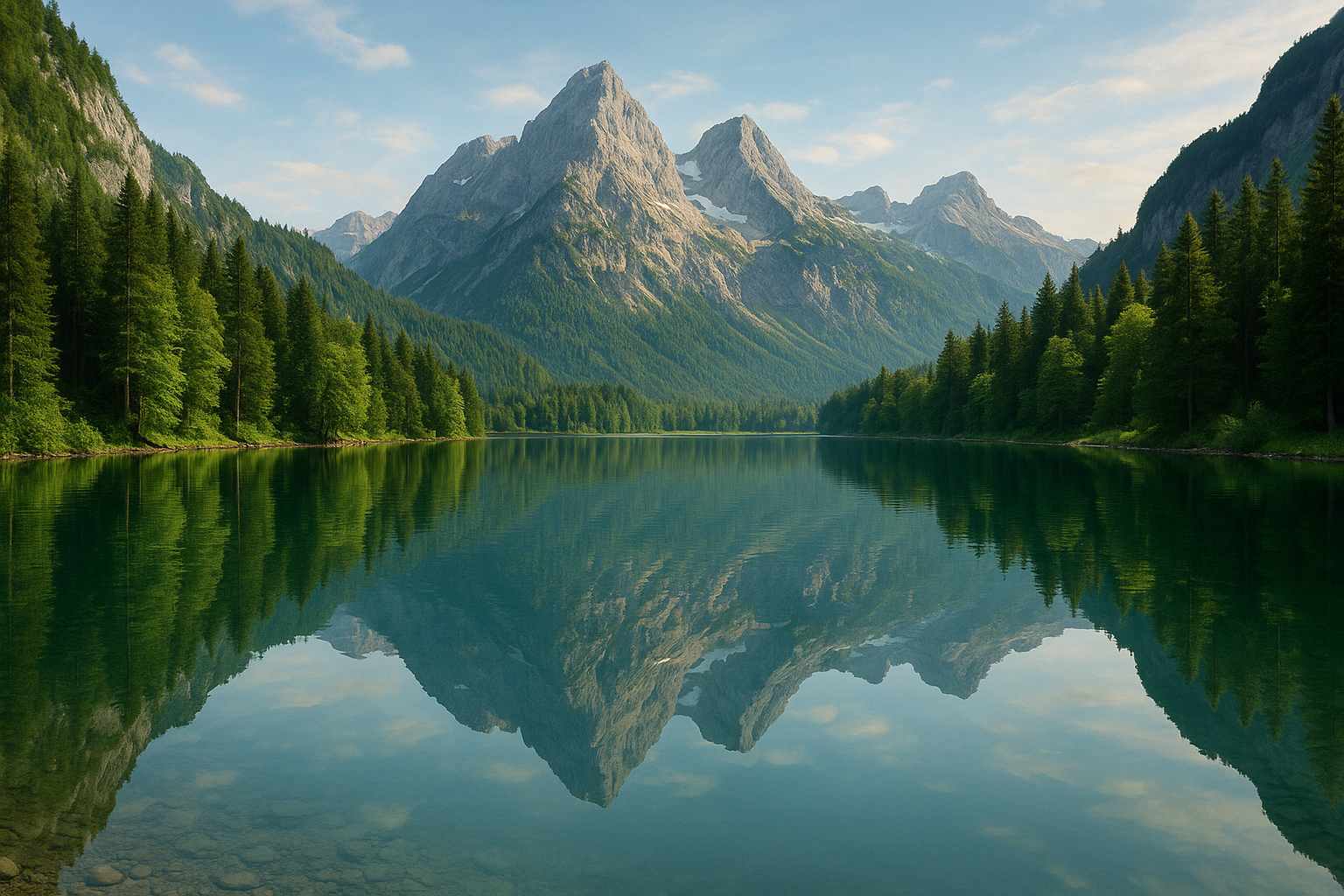 lake view with mountains